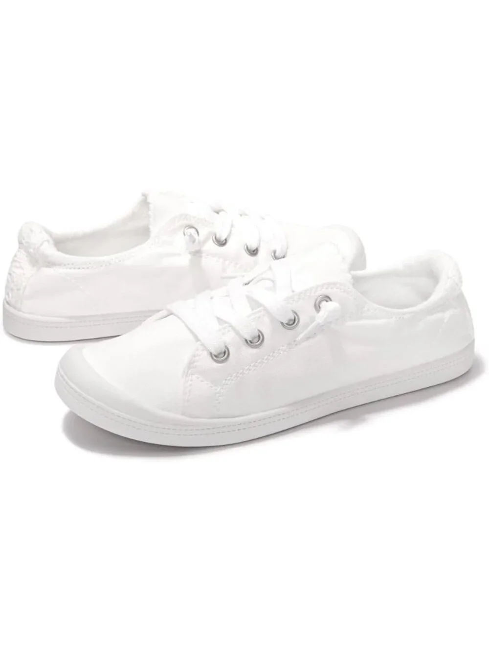 Women's White Comfortable Lace-Up Flat Breathable Walking Casual Sneakers